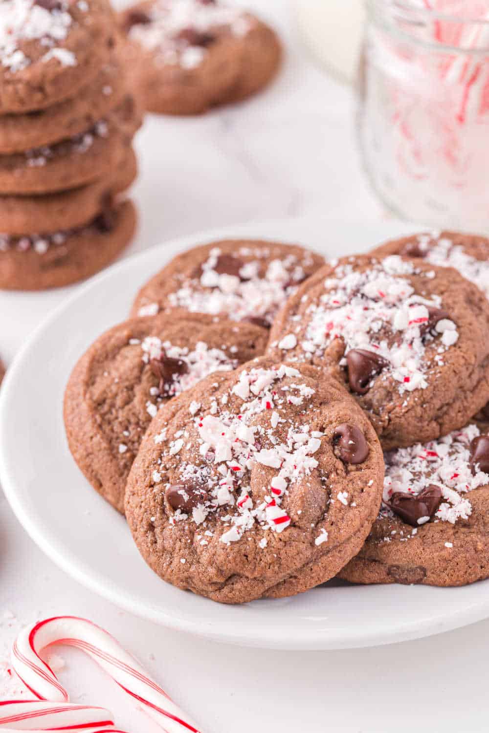 chocolate peppermint cookies on a plate