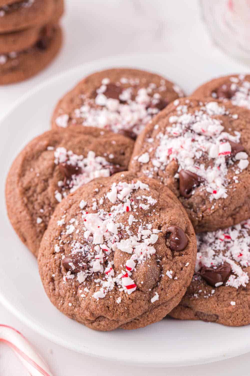 chocolate peppermint cookies on a plate