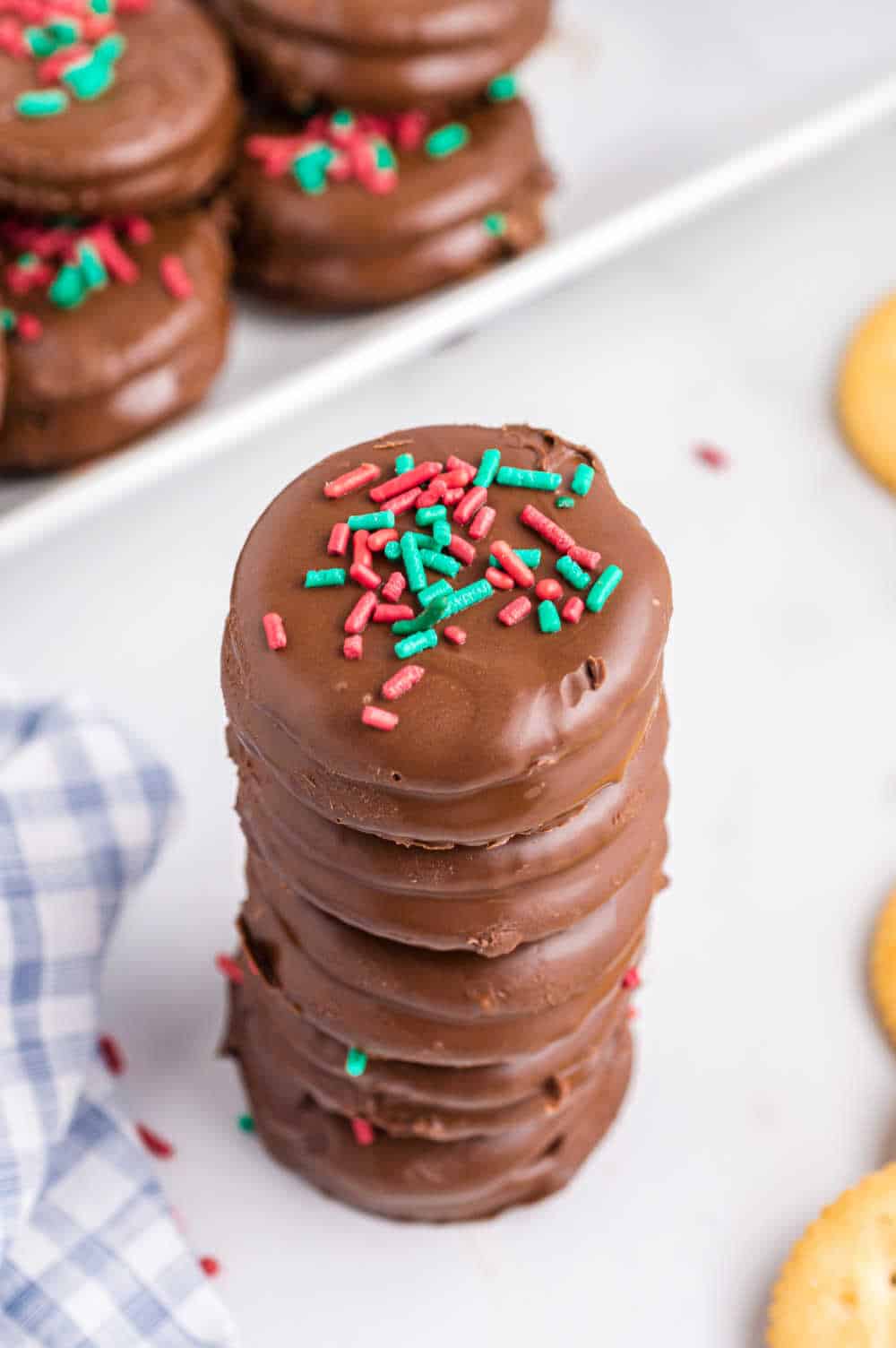 A stack of Ritz Cracker cookies