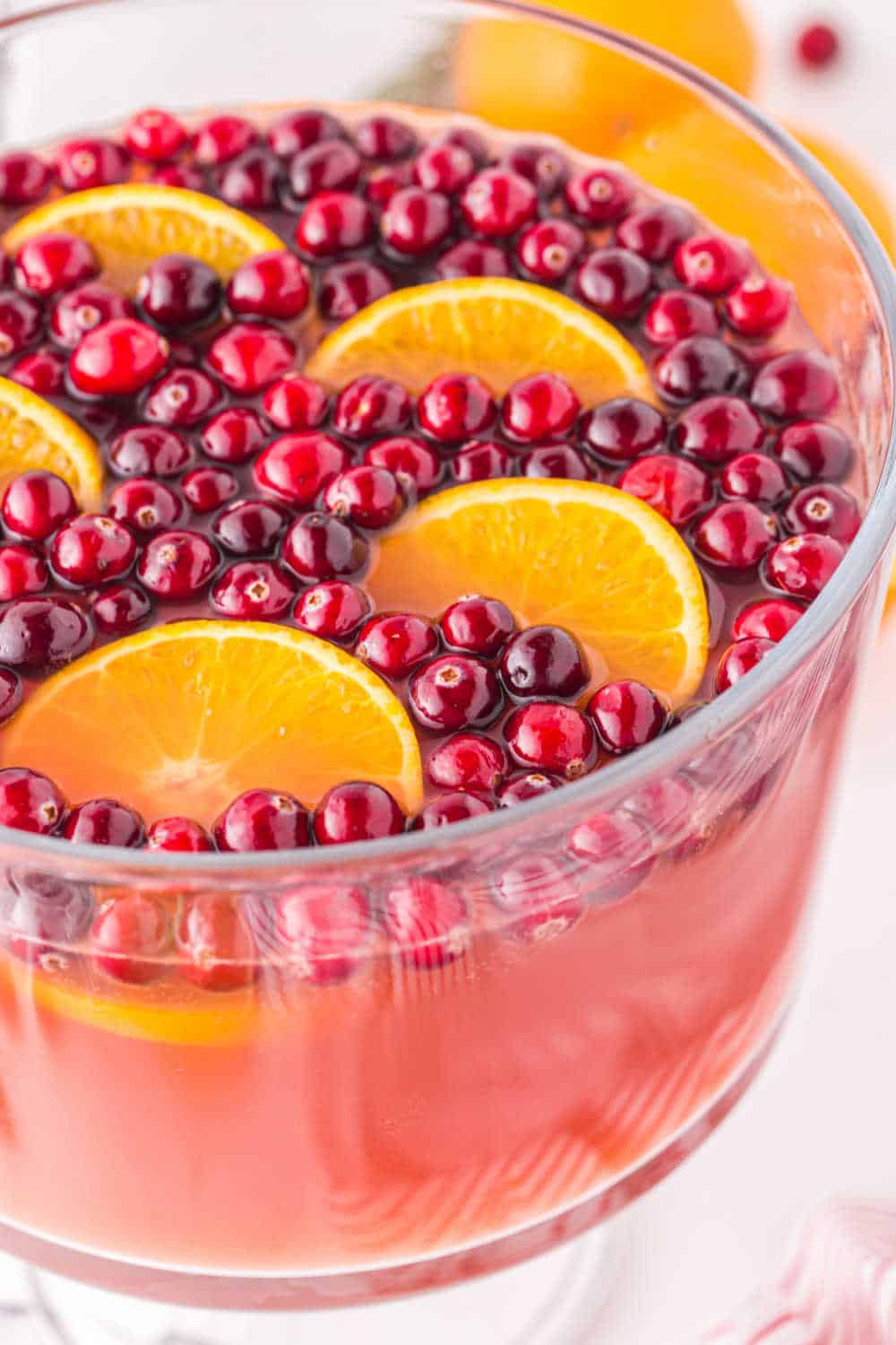 spiced cranberry punch in a punch bowl