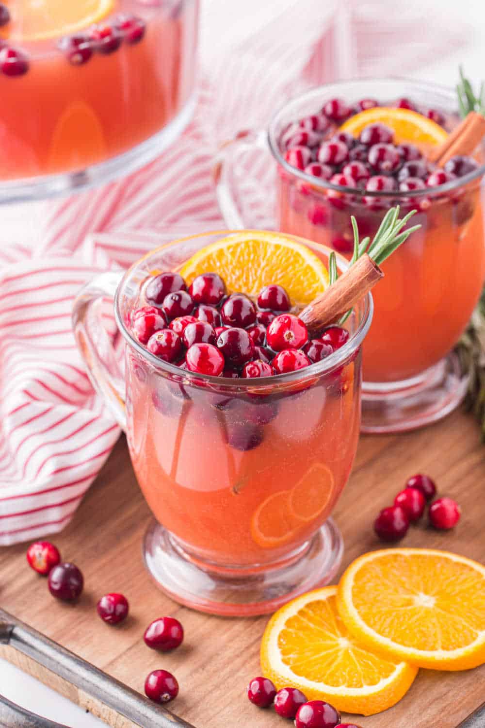 spiced cranberry punch in punch glasses