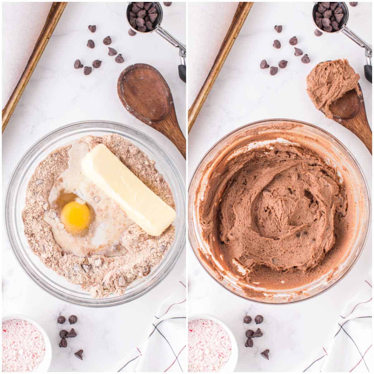 chocolate peppermint cookies prep