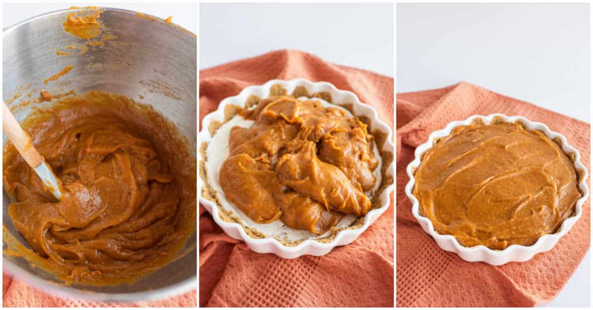 making the pumpkin pie layer
