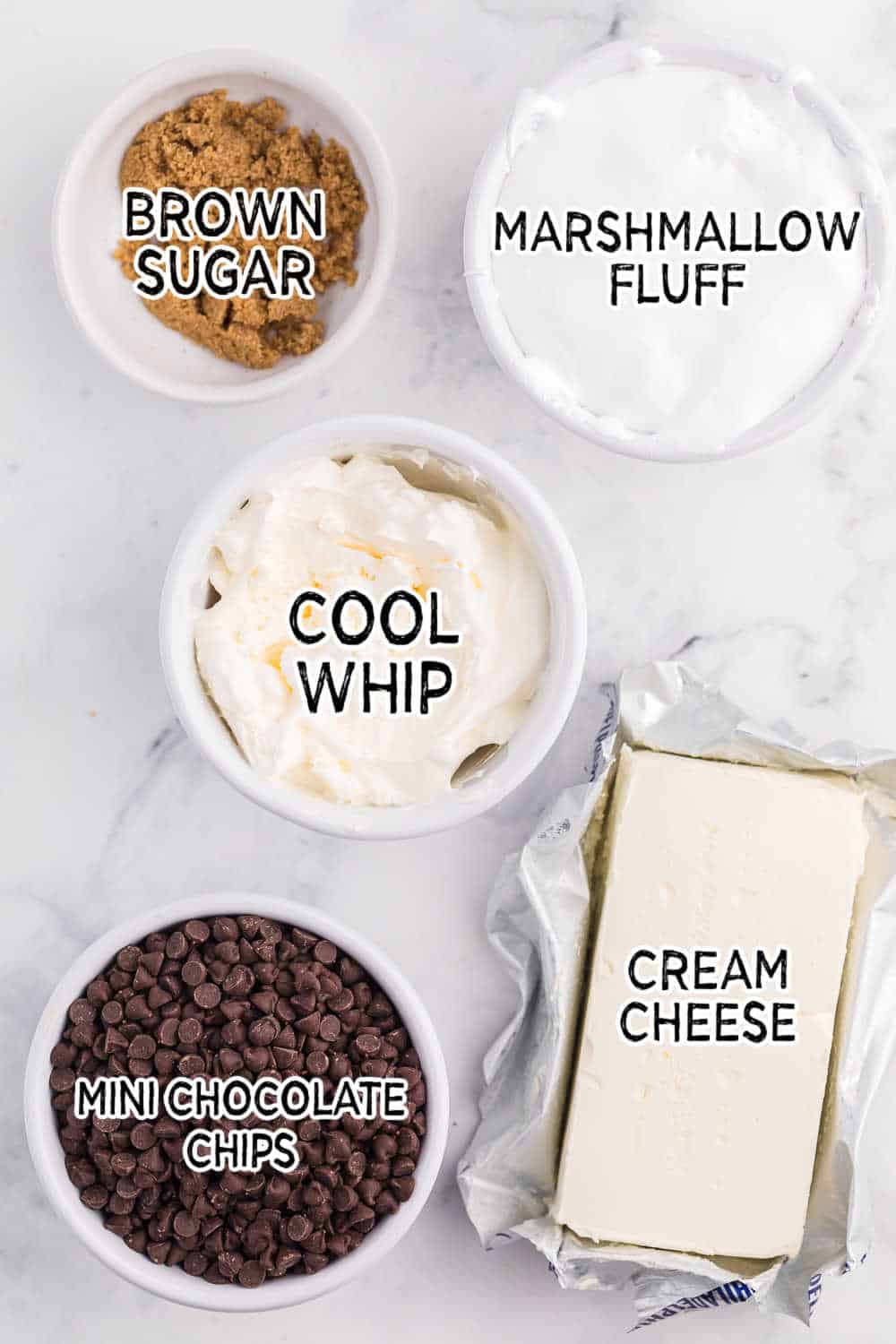 Ingredients on a marble counter.