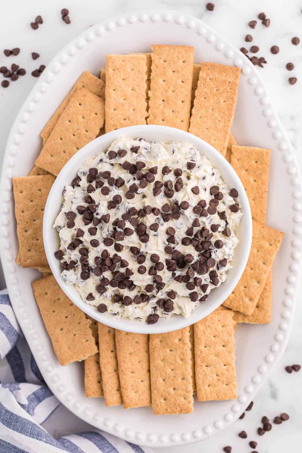 Booty dip on a platter with graham crackers.