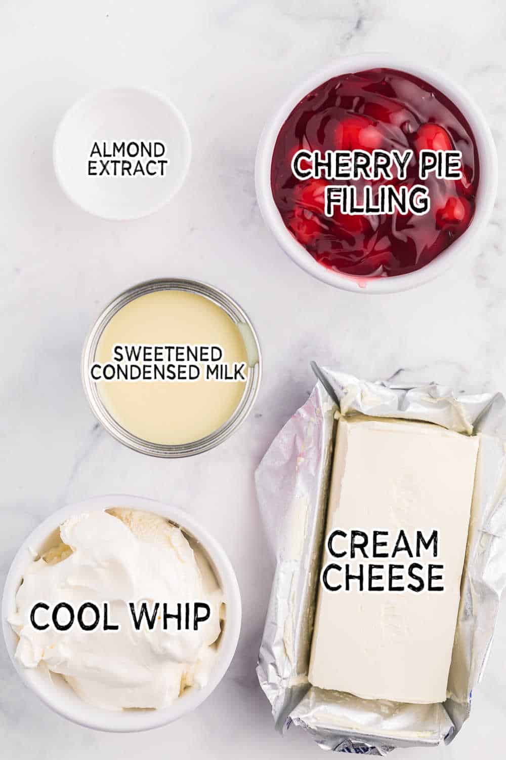 ingredients to make cherry cheesecake dip