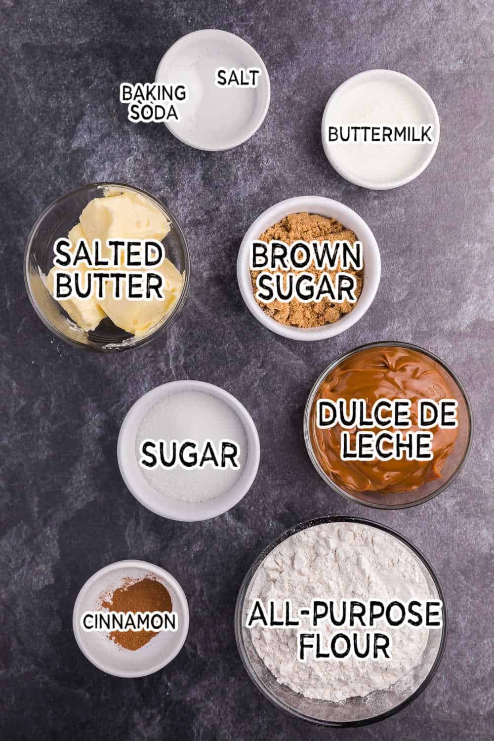 Ingredients to make dulce de leche bars.