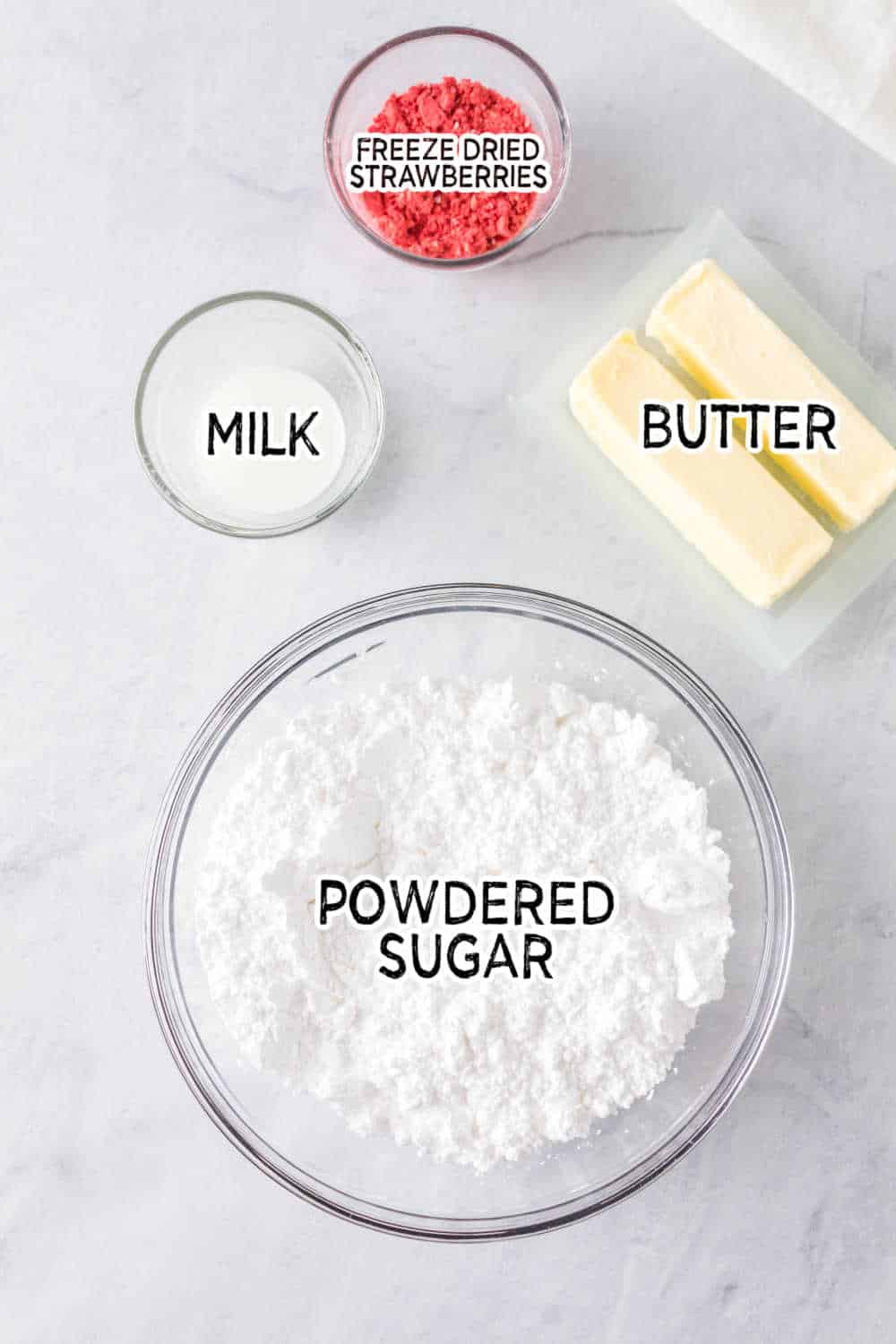 ingredients to make strawberry buttercream