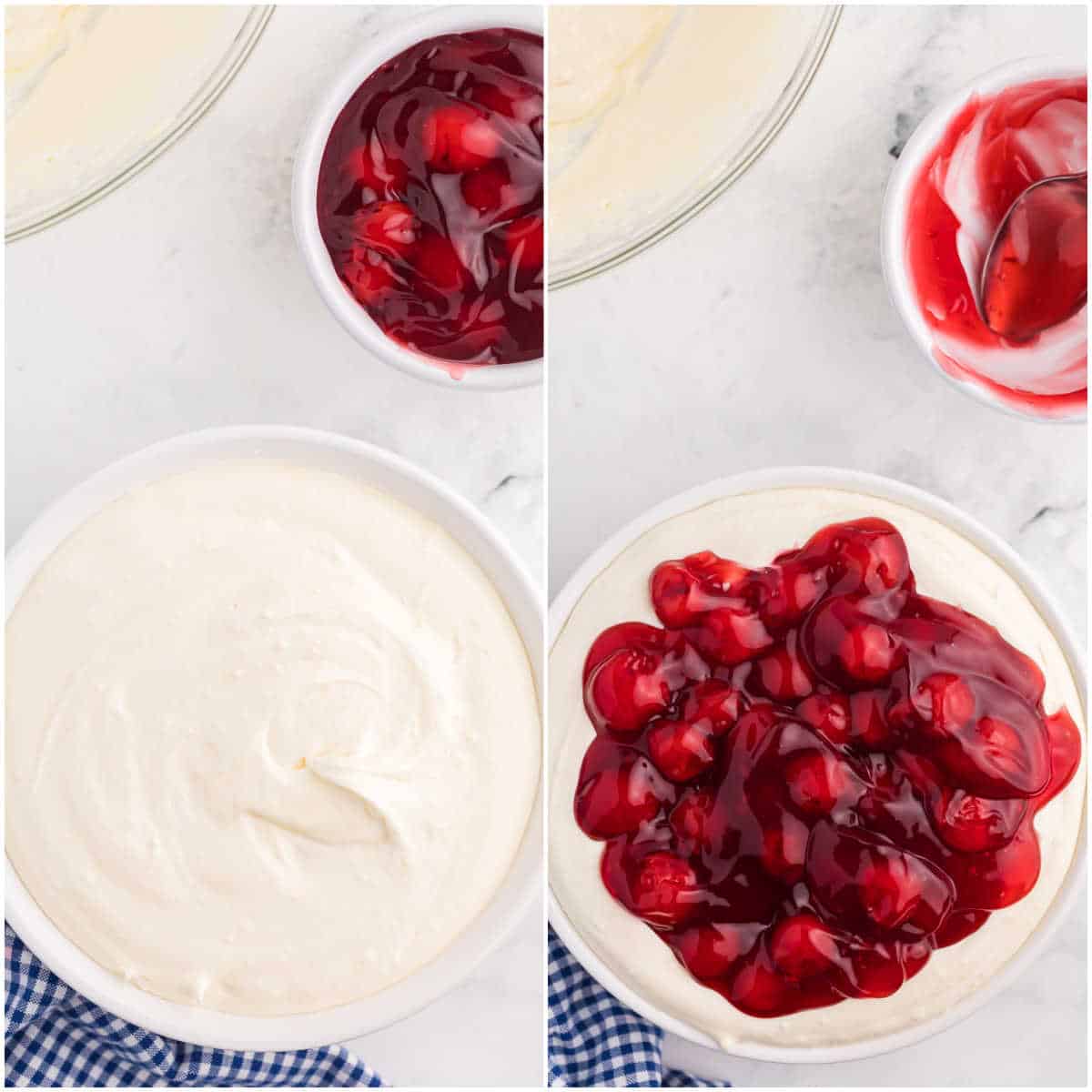 cherry cheesecake dip prep