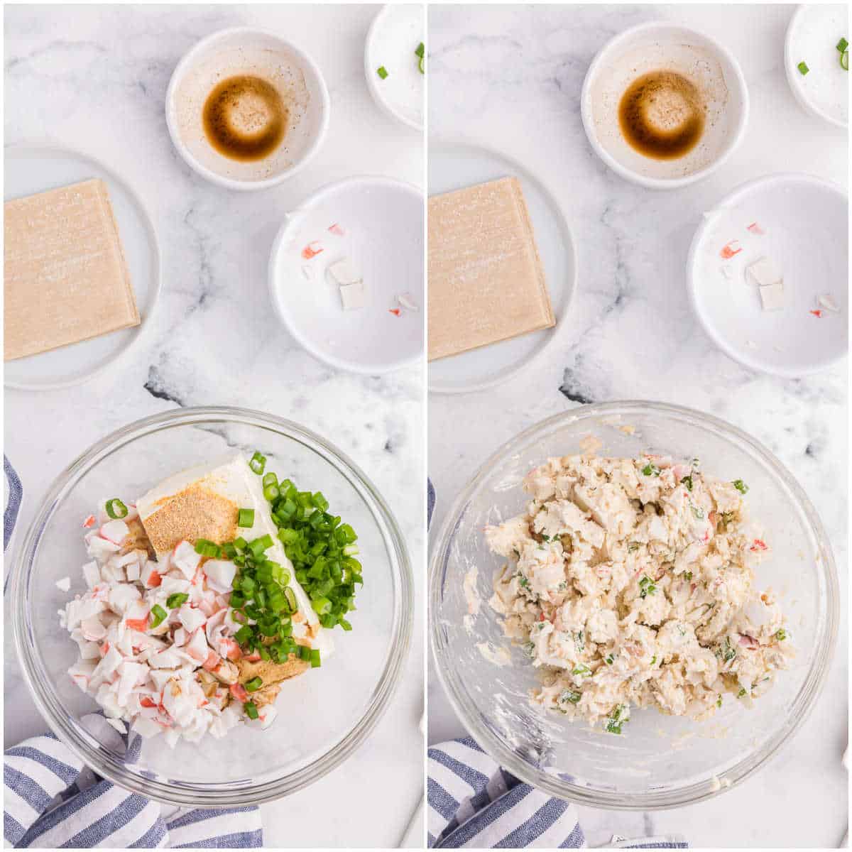 Collage of making the filling.