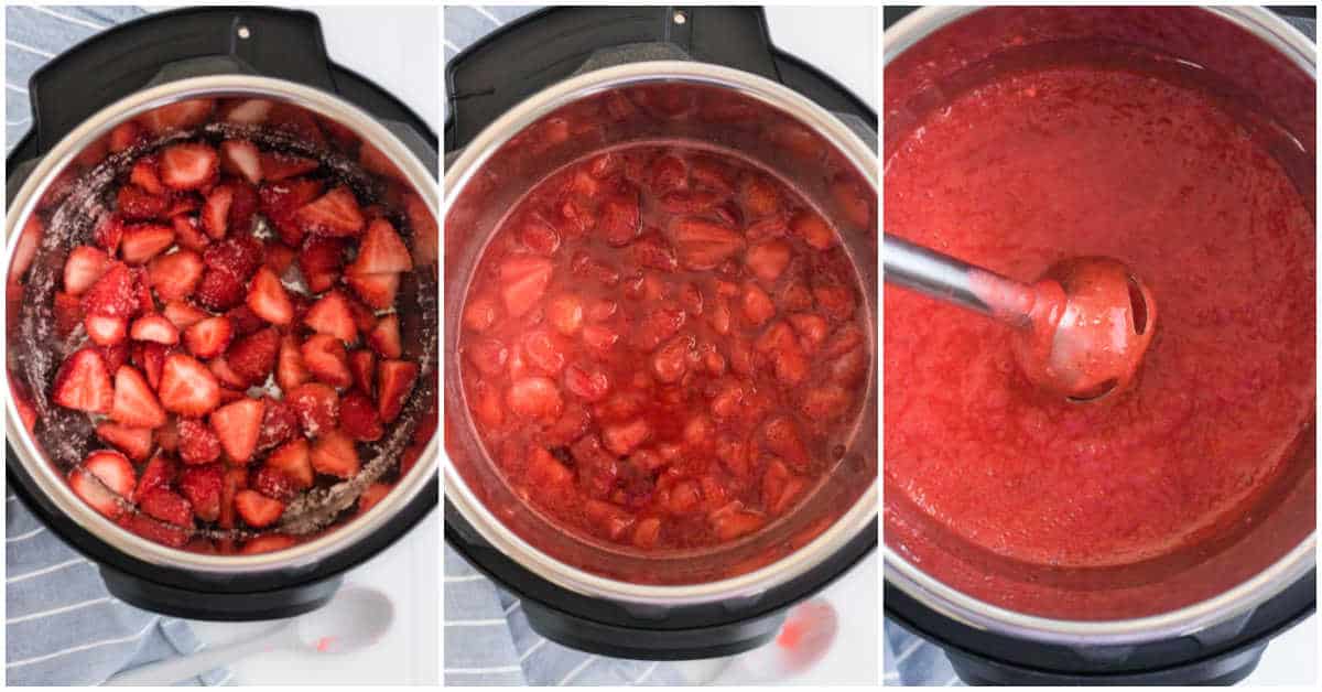 Steps to make instant pot strawberry jam.