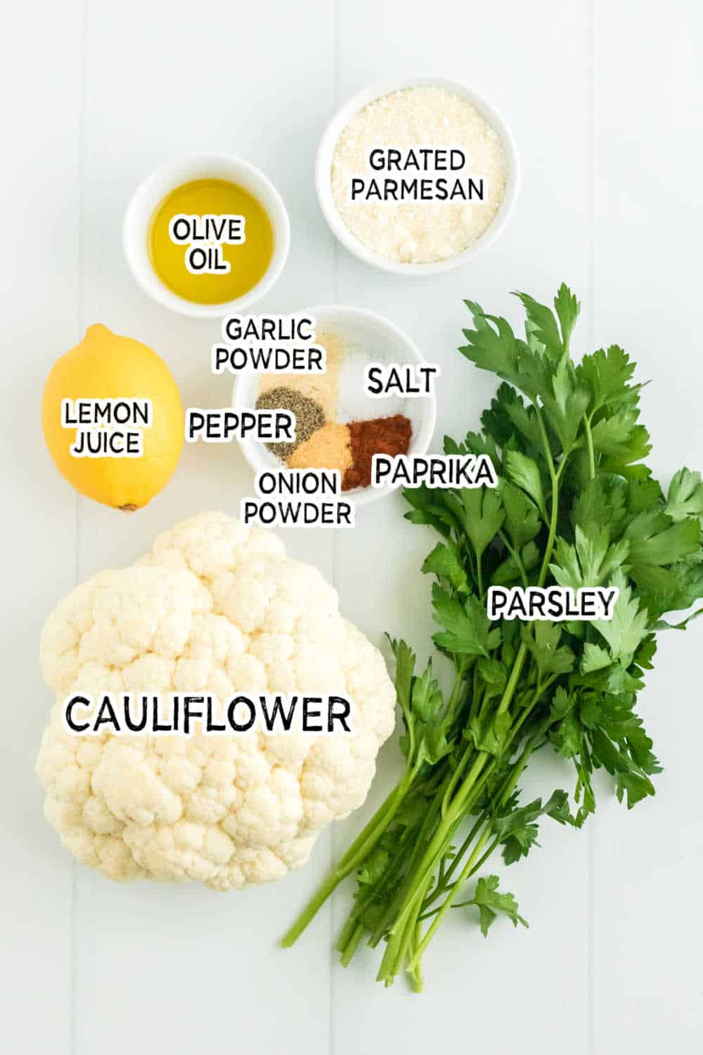 Ingredients to make air fryer cauliflower.