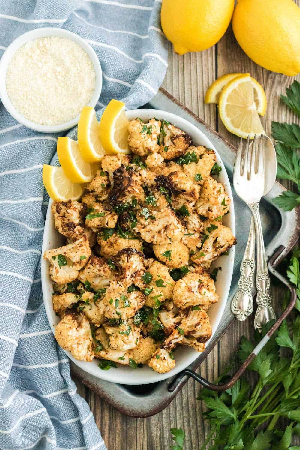 Air fryer cauliflower on a platter.