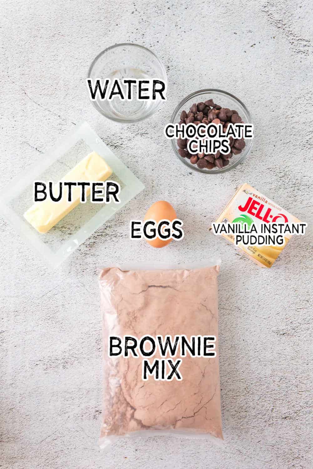 ingredients to make brownie mix cookies