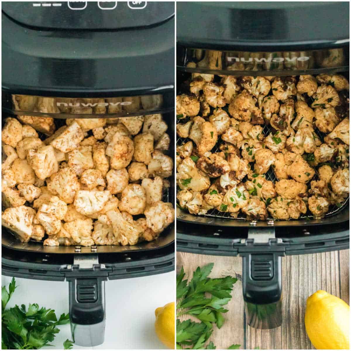 Steps to make air fryer cauliflower.