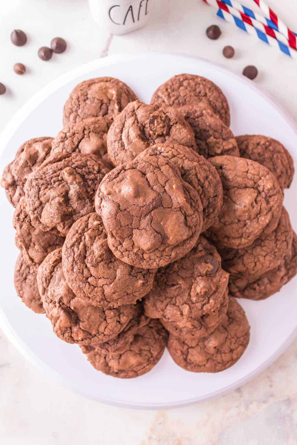 a plate of brownie mix cookies