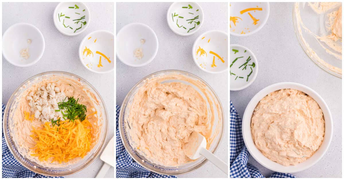 Steps to make crab dip.