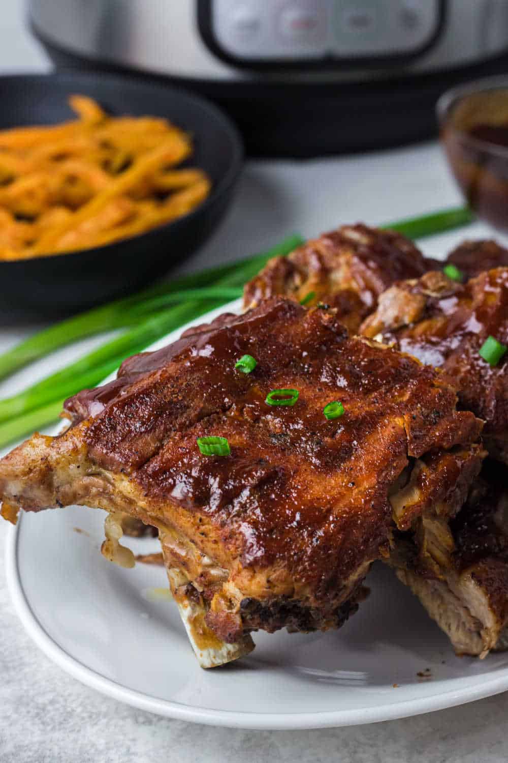 Instant Pot BBQ Pork Ribs on a plate.