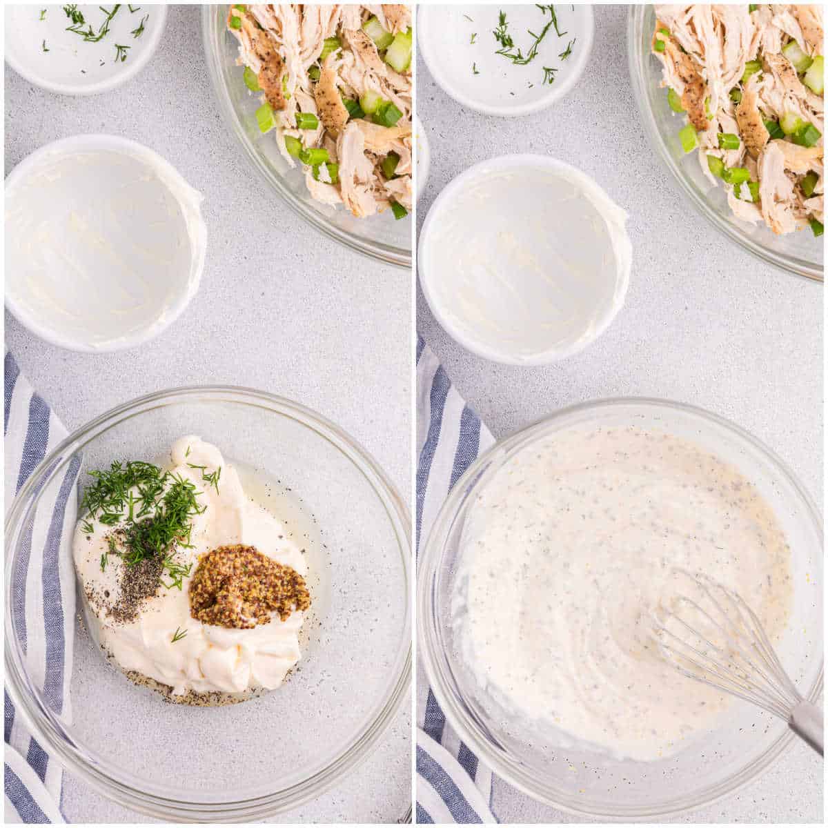 Steps to make classic chicken salad.
