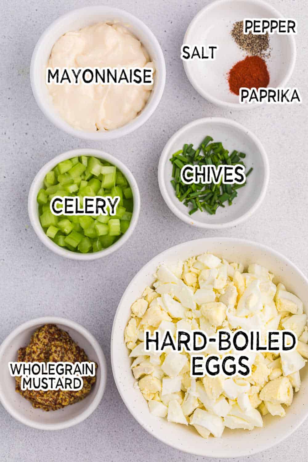 Egg salad ingredients.