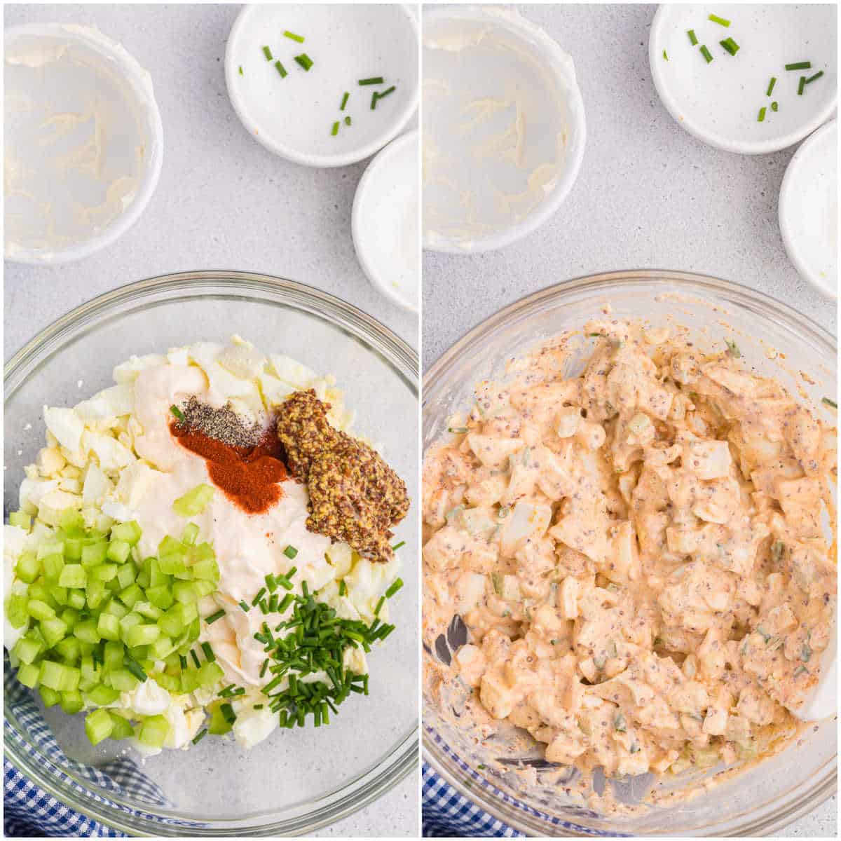 Steps to make egg salad.