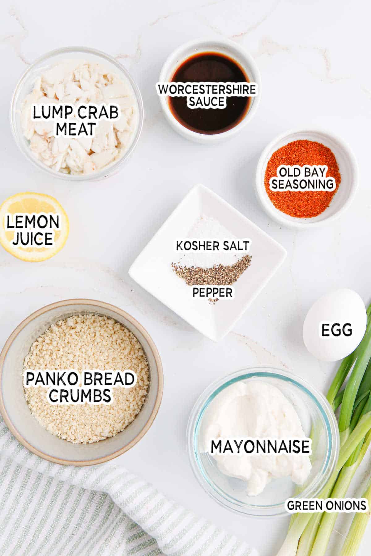 Ingredients to make air fryer crab cakes.