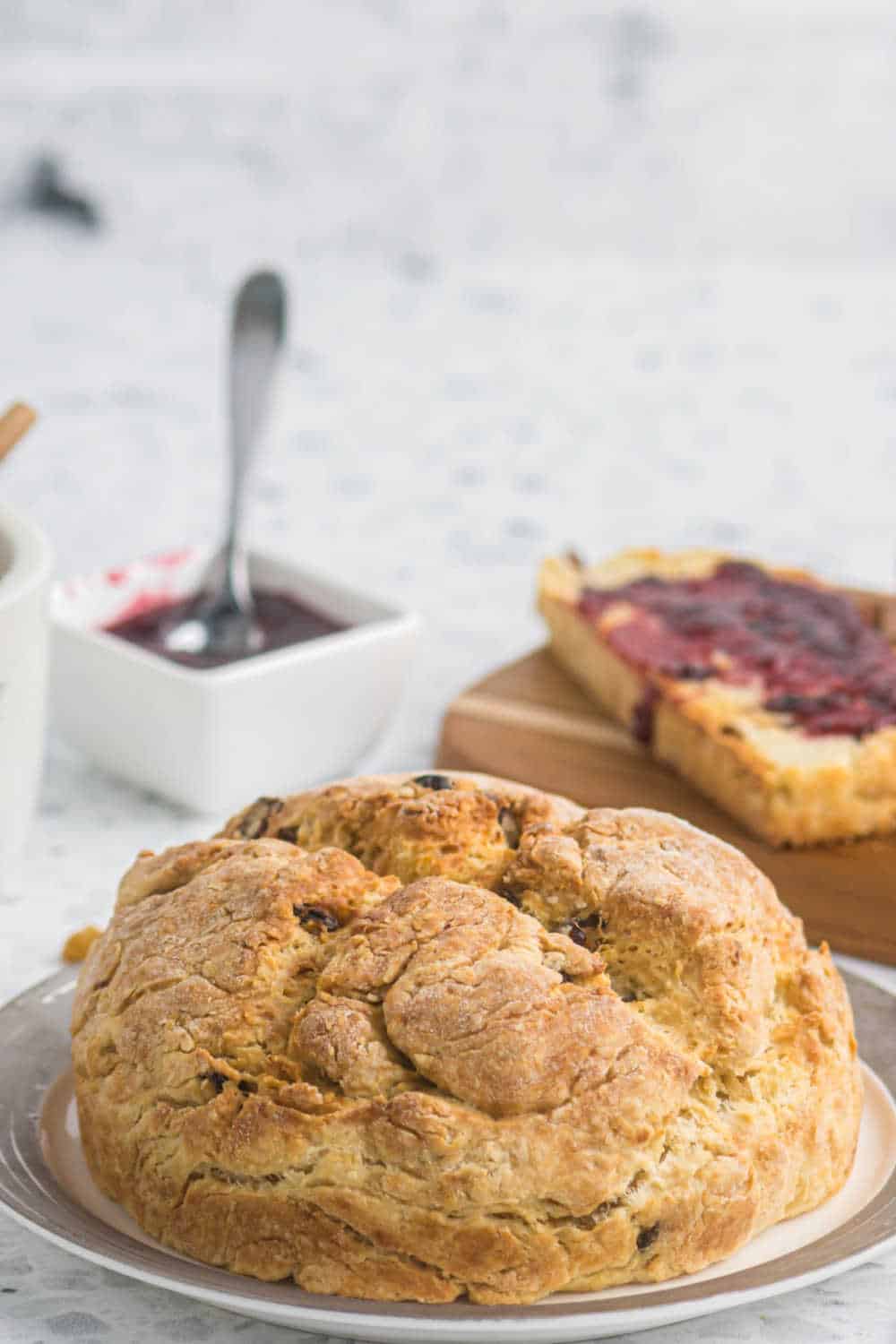 Air fryer Irish soda bread on a plate.