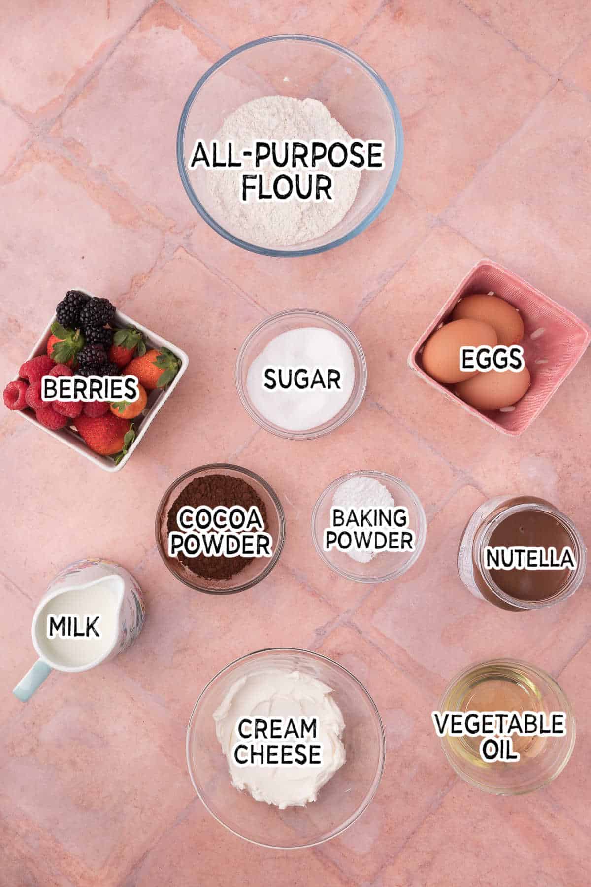 Ingredients to make chocolate waffles.