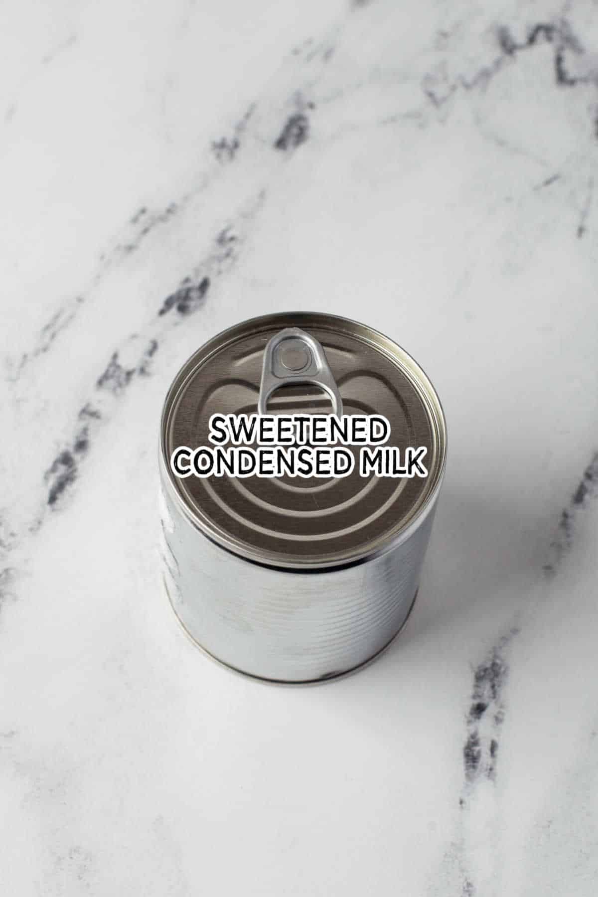 A can of sweetened condensed milk.