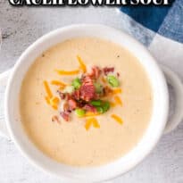Instant Pot cauliflower soup pin image.