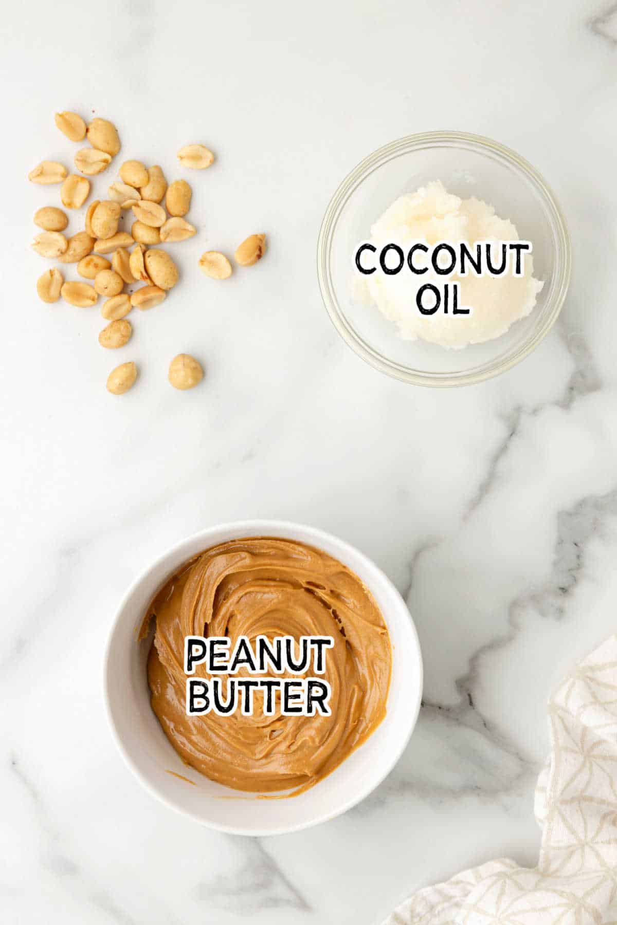 Ingredients to make peanut butter magic shell.