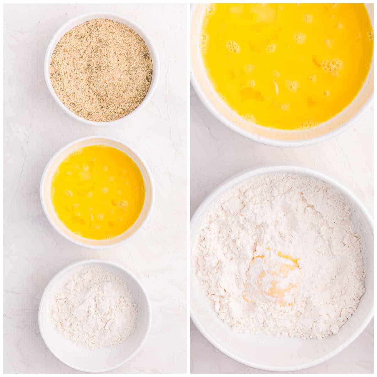 Collage of bowls with ingredients.