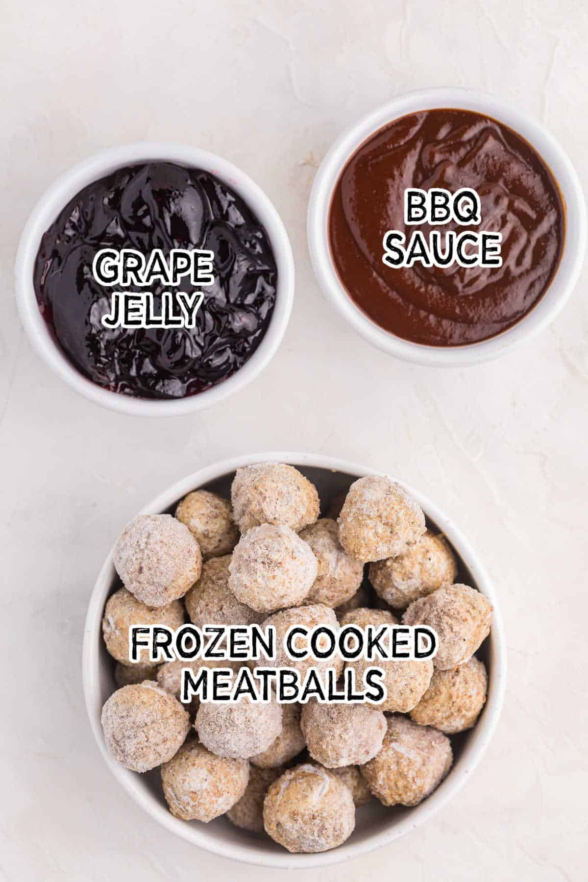 Ingredients to make grape jelly meatballs.