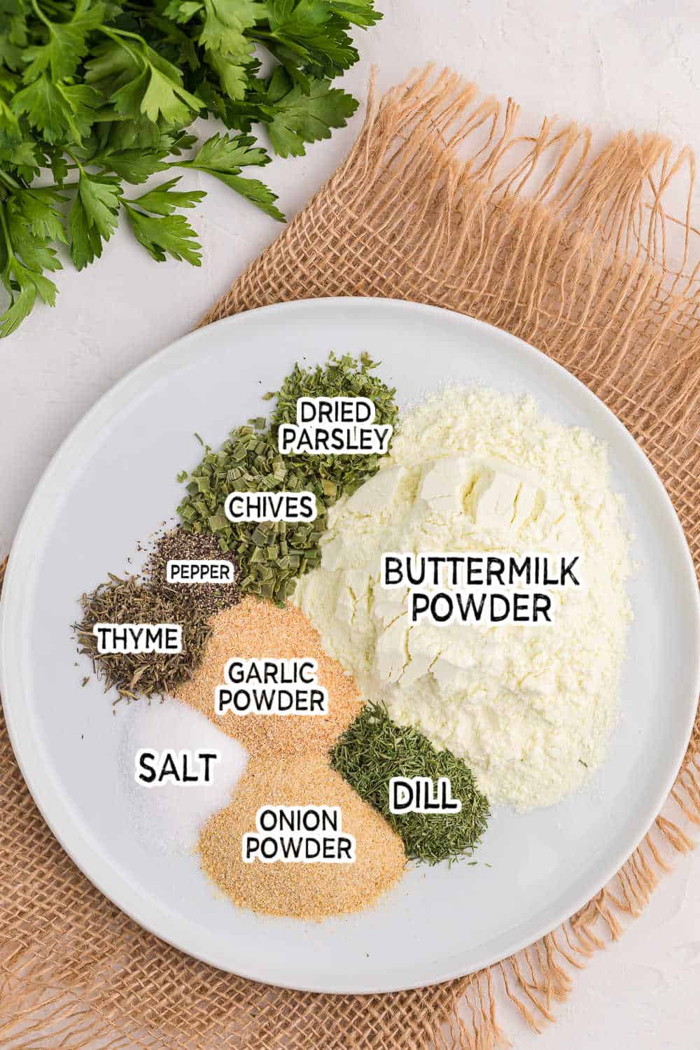 Ingredients to make ranch seasoning.