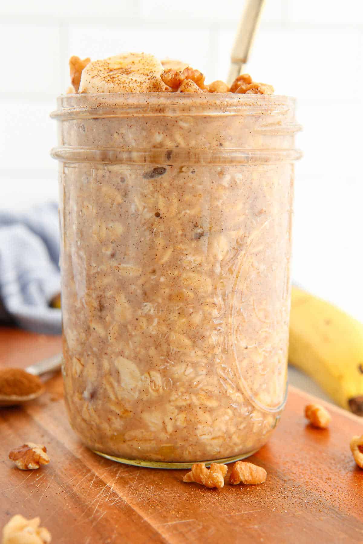 The recipe in a mason jar with a spoon.