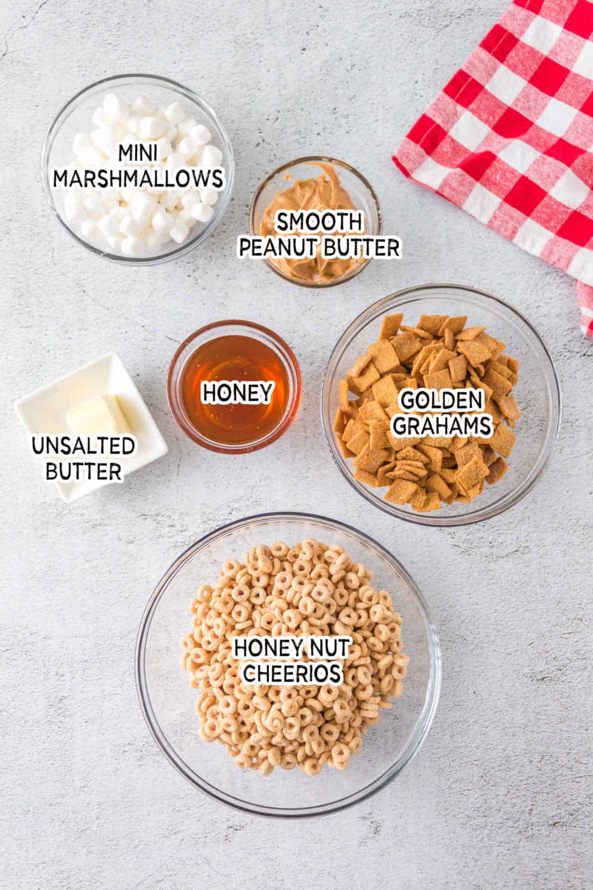Ingredients to make Peanut Butter Cheerio Balls.