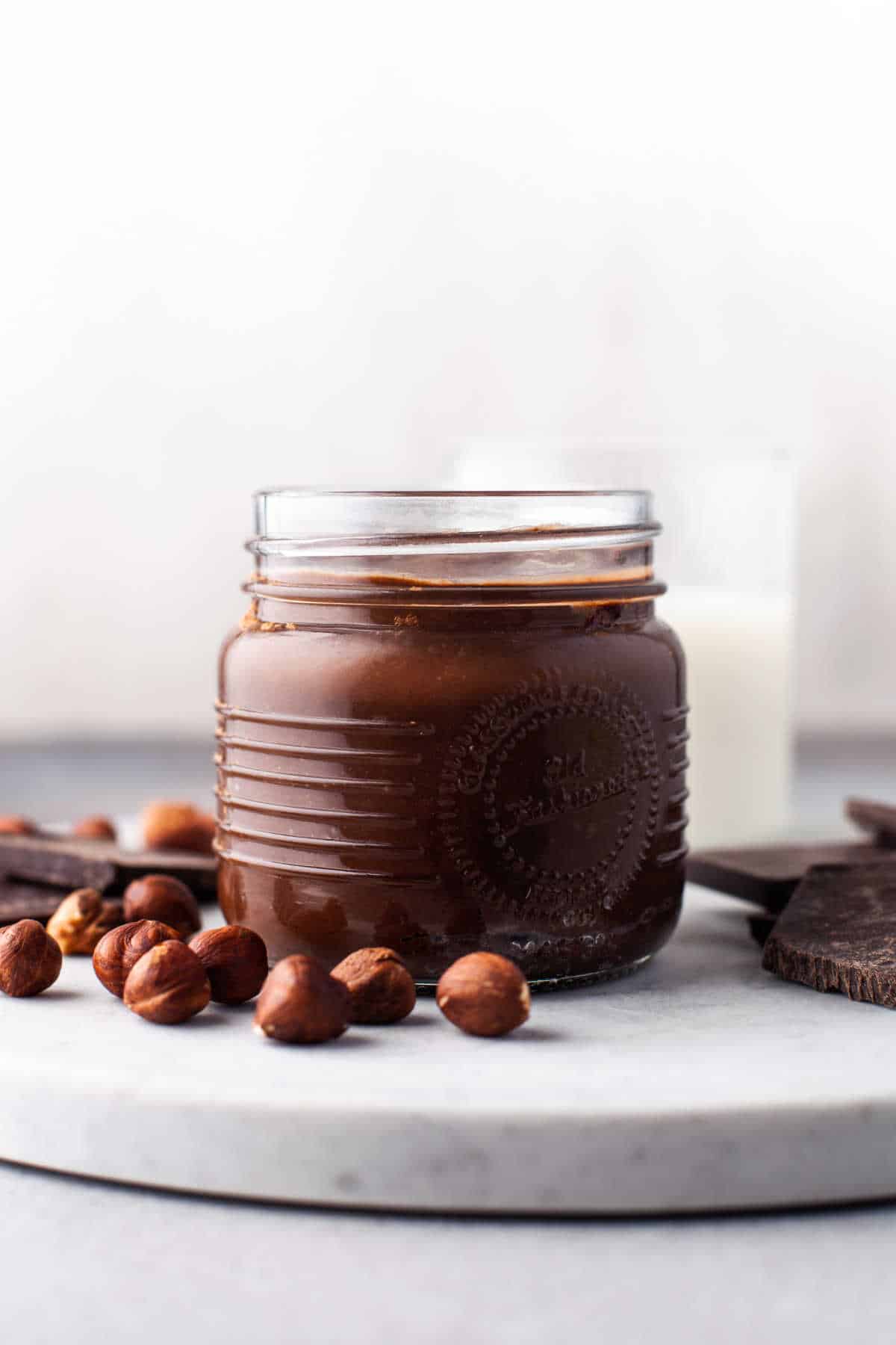 Nutella in a glass jar.