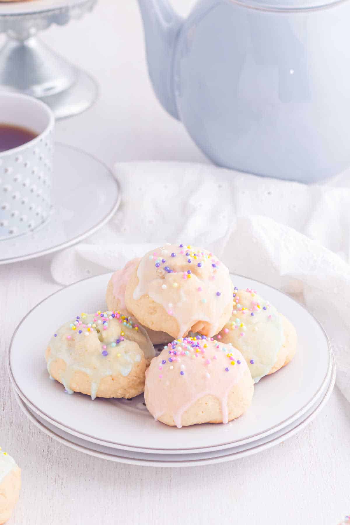 Italian Easter Cookies on a white plate.