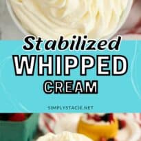 Stabilized whipped cream collage pin.