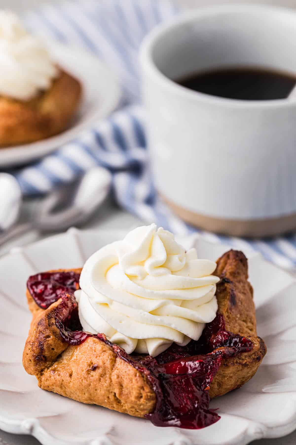 Stabilized whipped cream on a sweet bun.