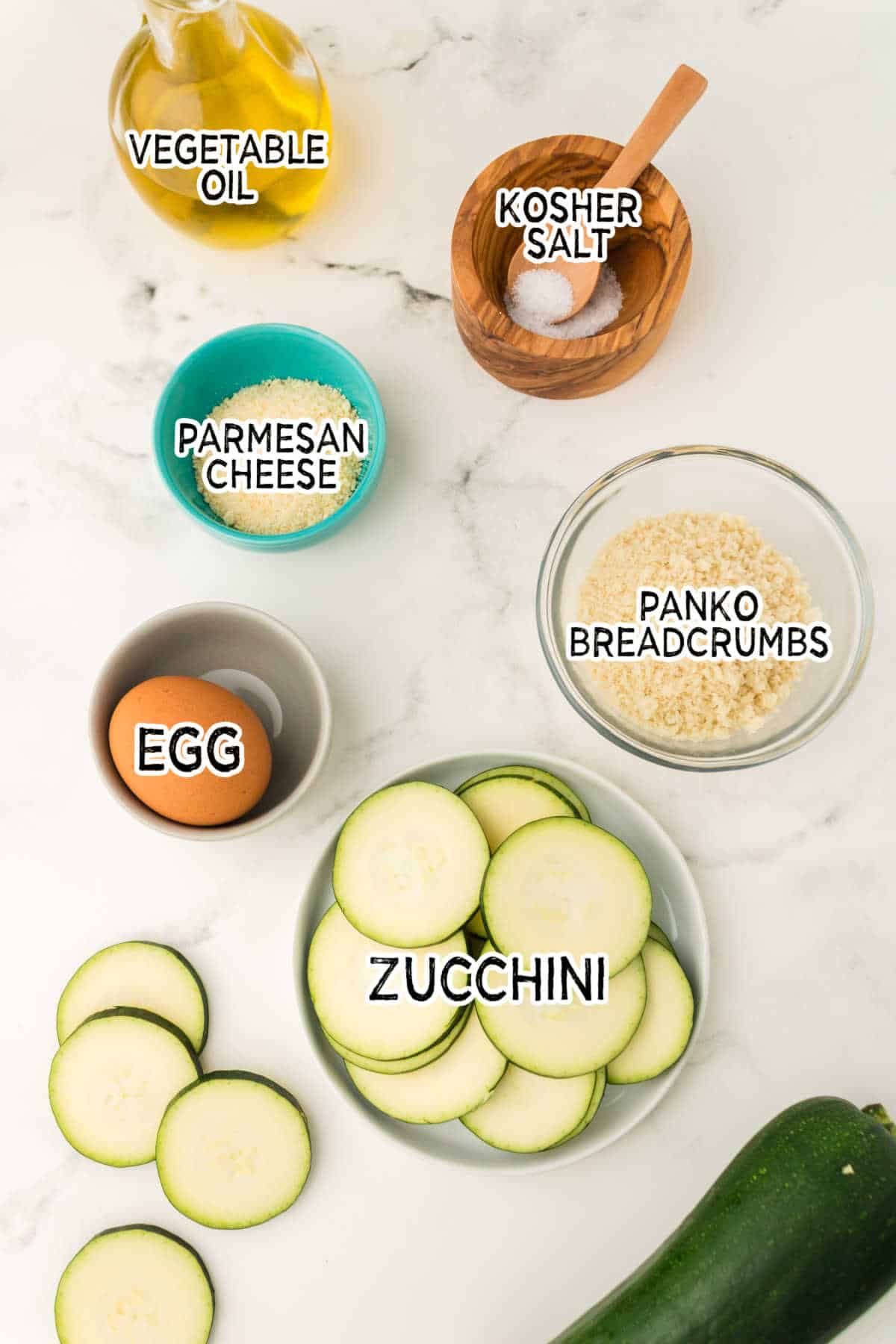 Air fryer zucchini chips ingredients.