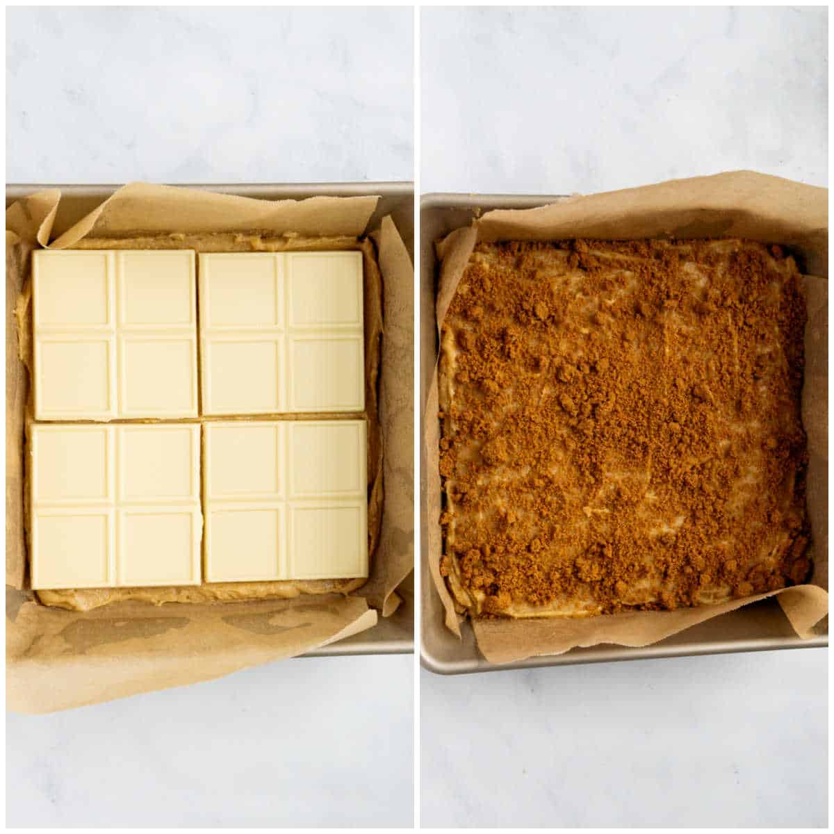 Steps to make Biscoff blondies.