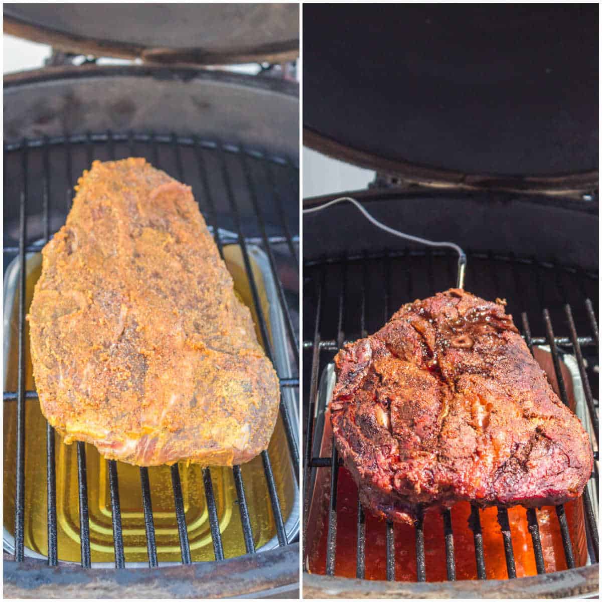Collage of grilling the roast.