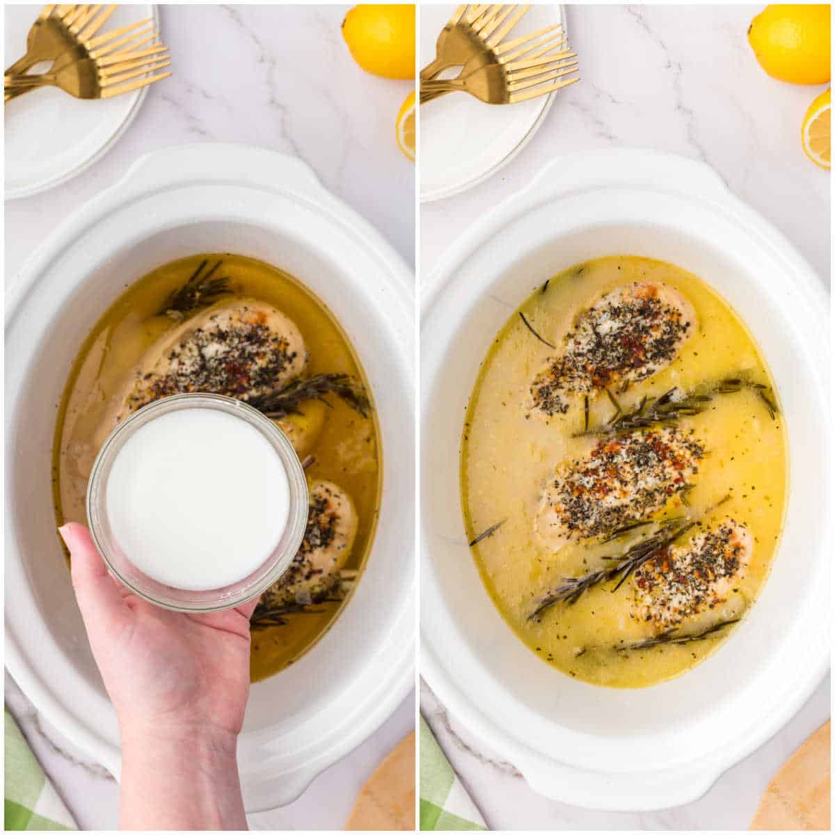 Steps to make lemon garlic butter chicken.