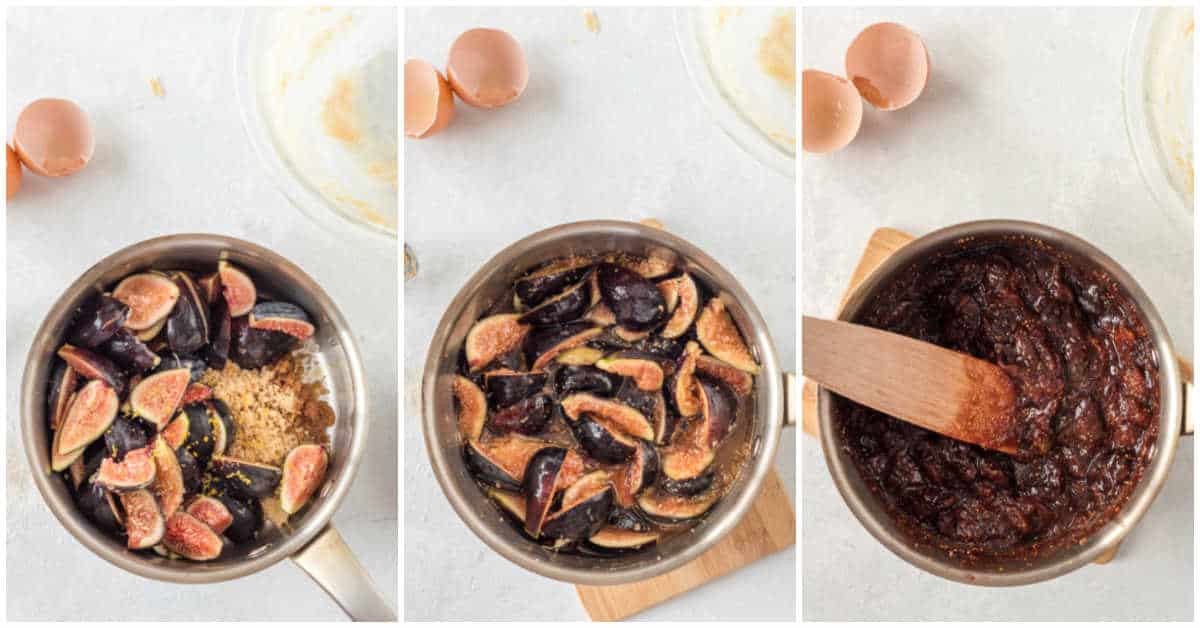 Collage of cooking the figs.