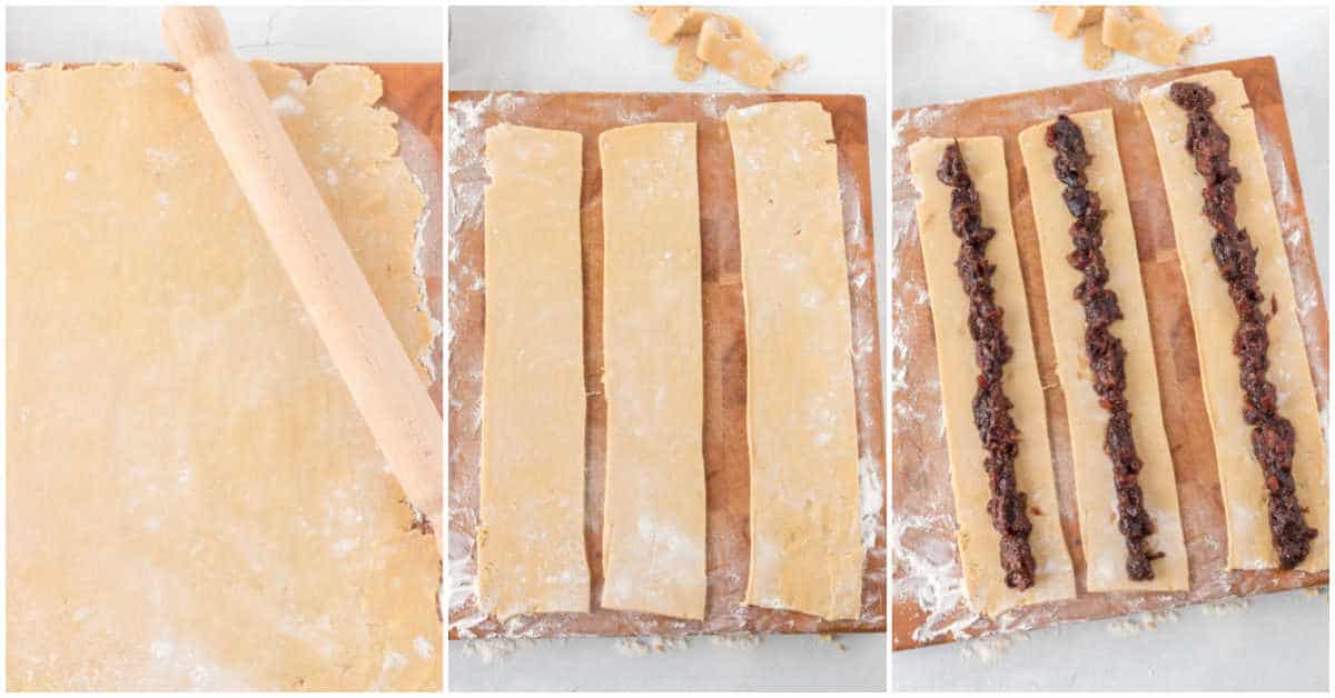 Collage of rolling the dough.