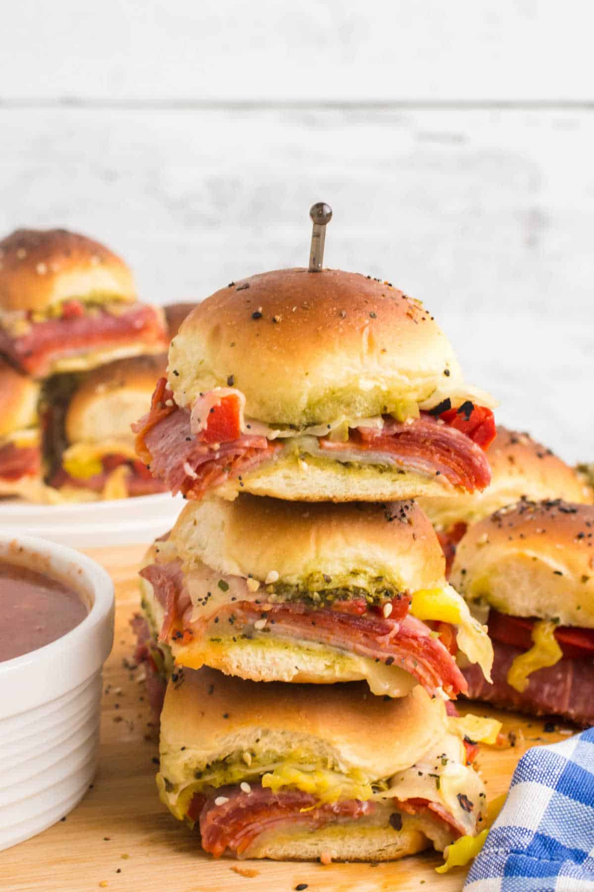 A stack of Italian sliders.