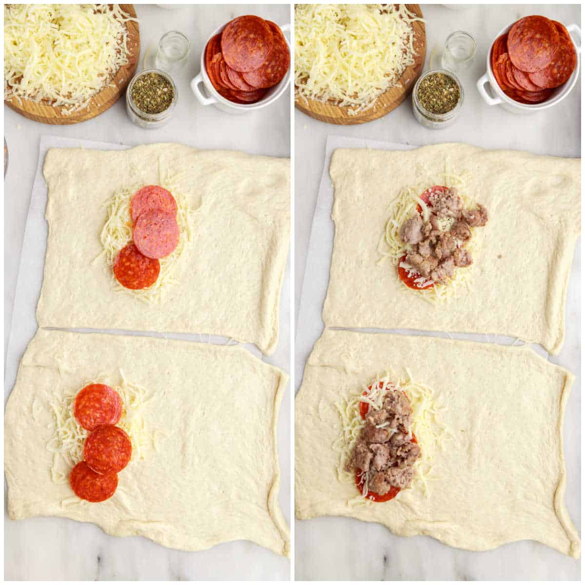 Steps to make meat calzone.