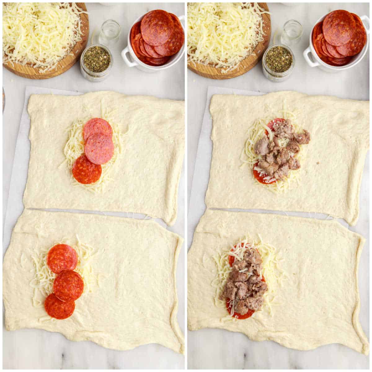 Steps to make meat calzone.