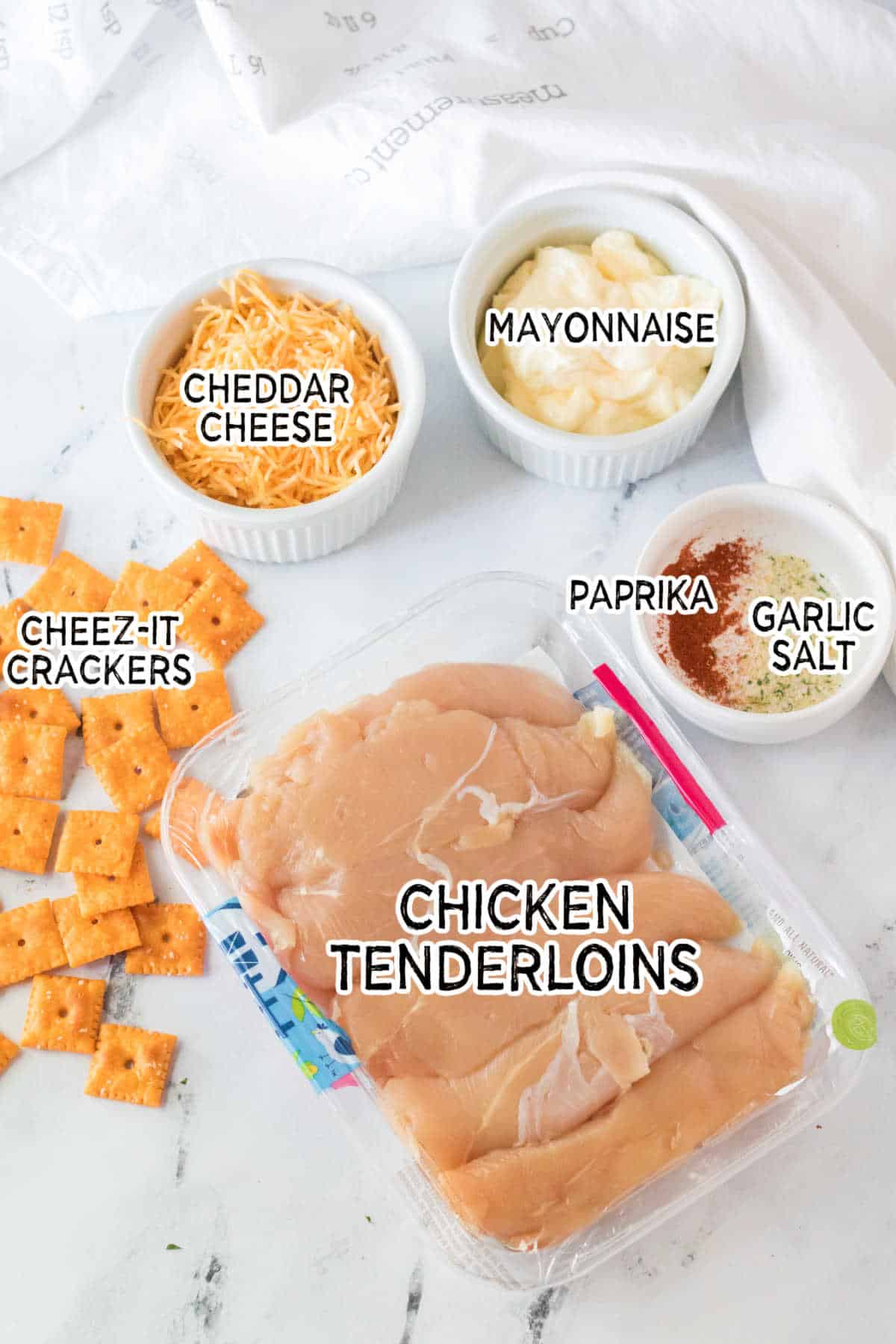 Ingredients to make Air fryer cheez it chicken tenders.